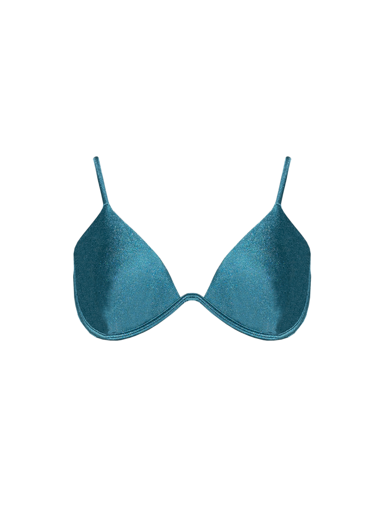 Second Skin | Shimmer ~ W-shaped Underwire Bikini Top - Tourmaline Teal