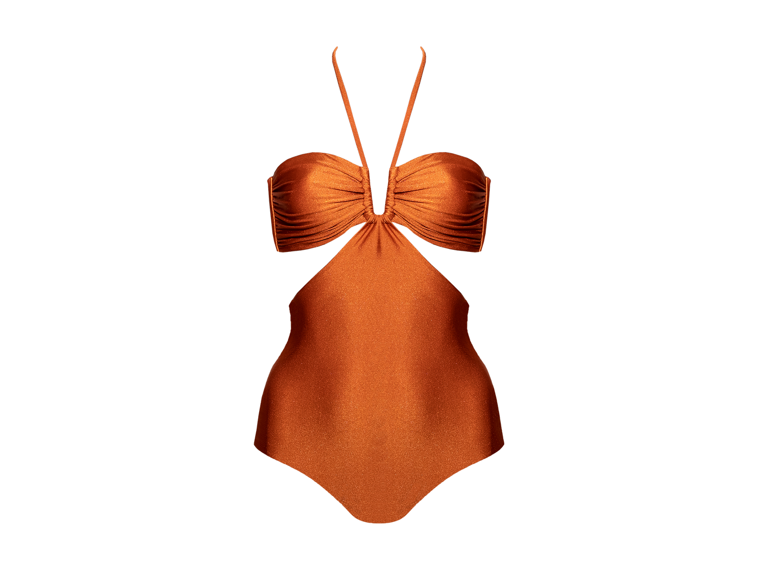 Second Skin | Shimmer ~ The Island Halter One Piece - Peruvian Amber