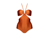Second Skin | Shimmer ~ The Island Halter One Piece - Peruvian Amber