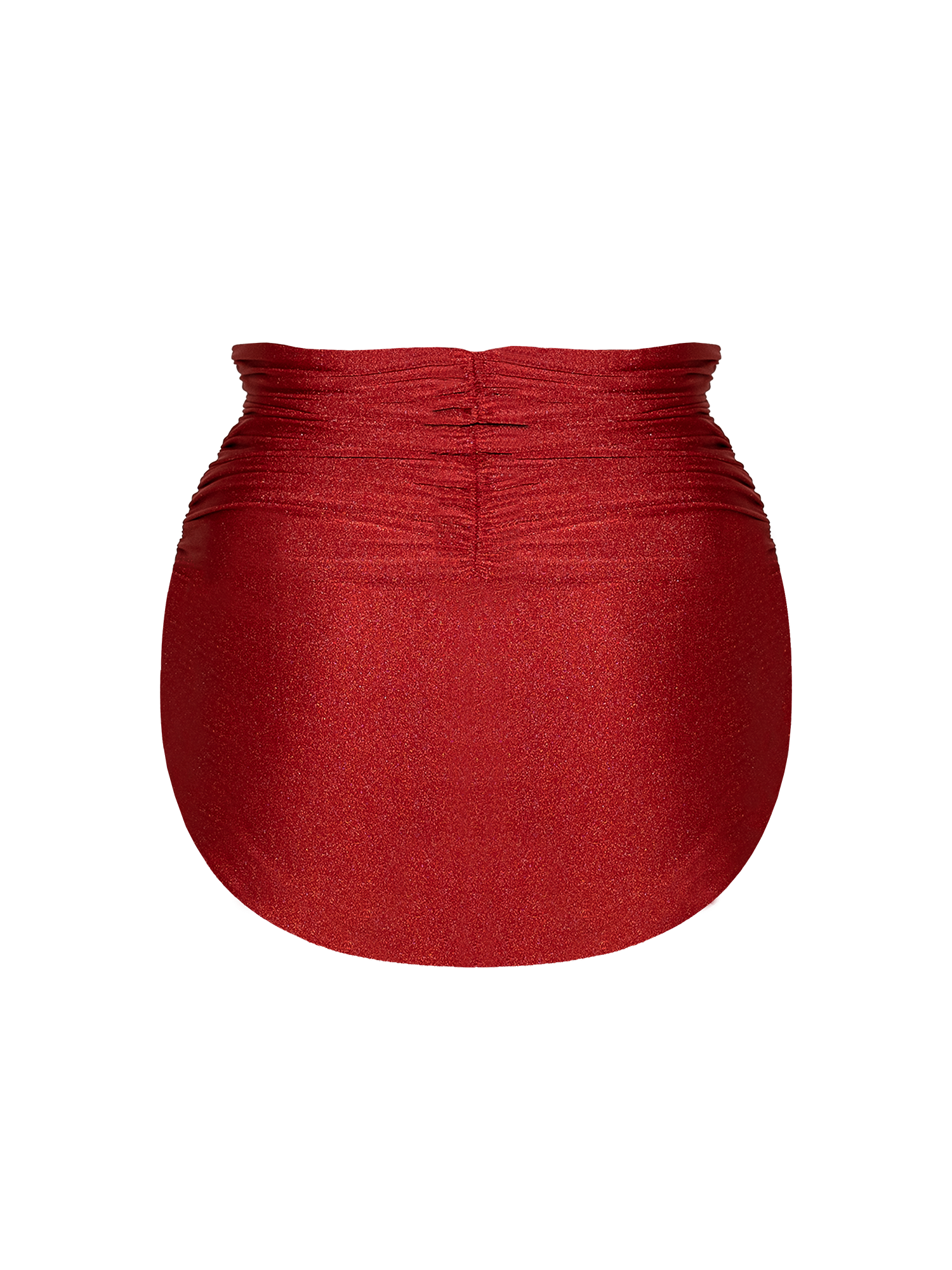 Second Skin | Shimmer ~ Super High-Waisted Ruched Bikini Bottom - Garnet Red