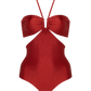 Second Skin | Shimmer ~ The Island Halter One Piece - Garnet Red