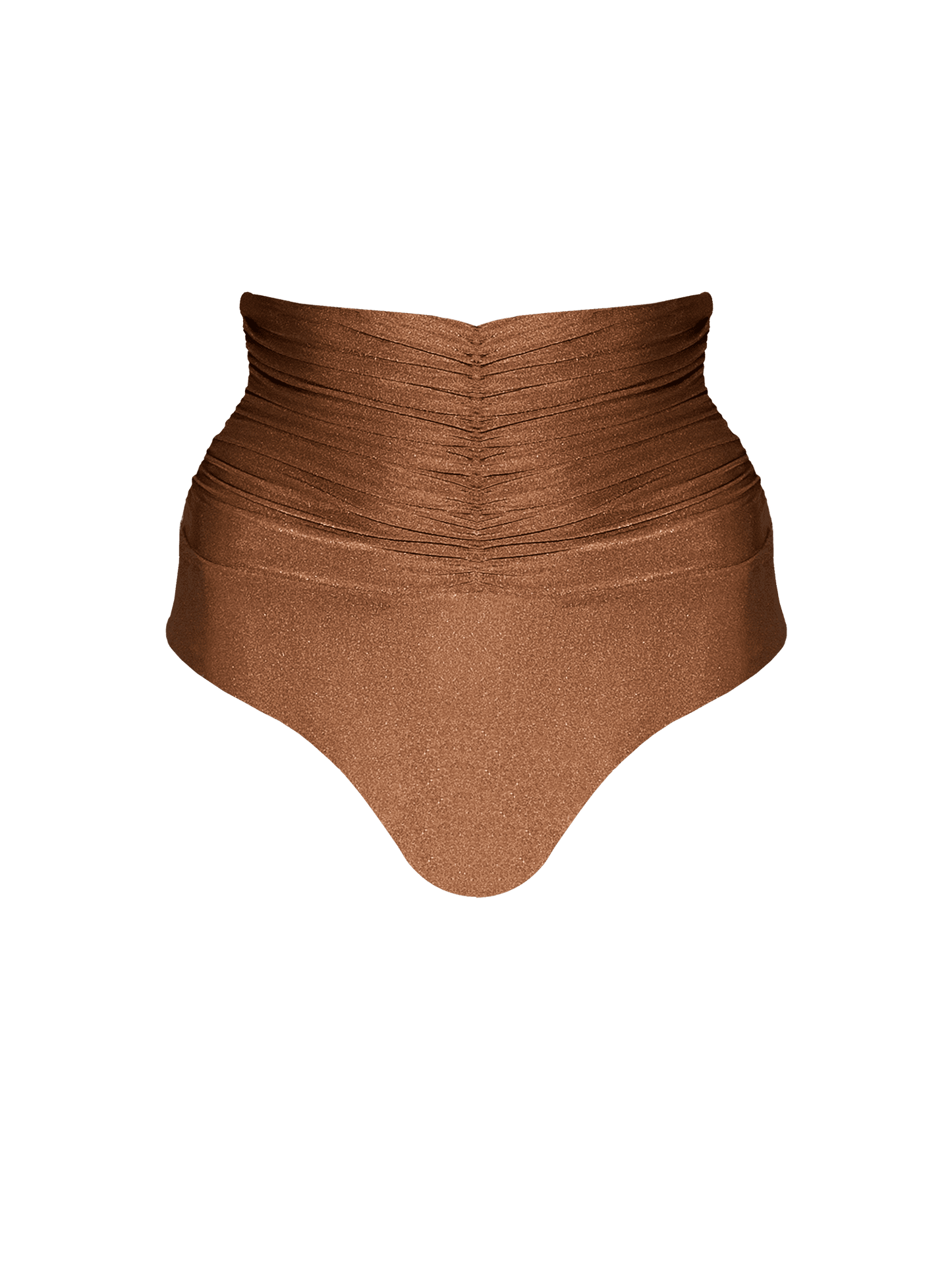 Second Skin | Shimmer ~ Super High-Waisted Ruched Bikini Bottom - Spice Bronze