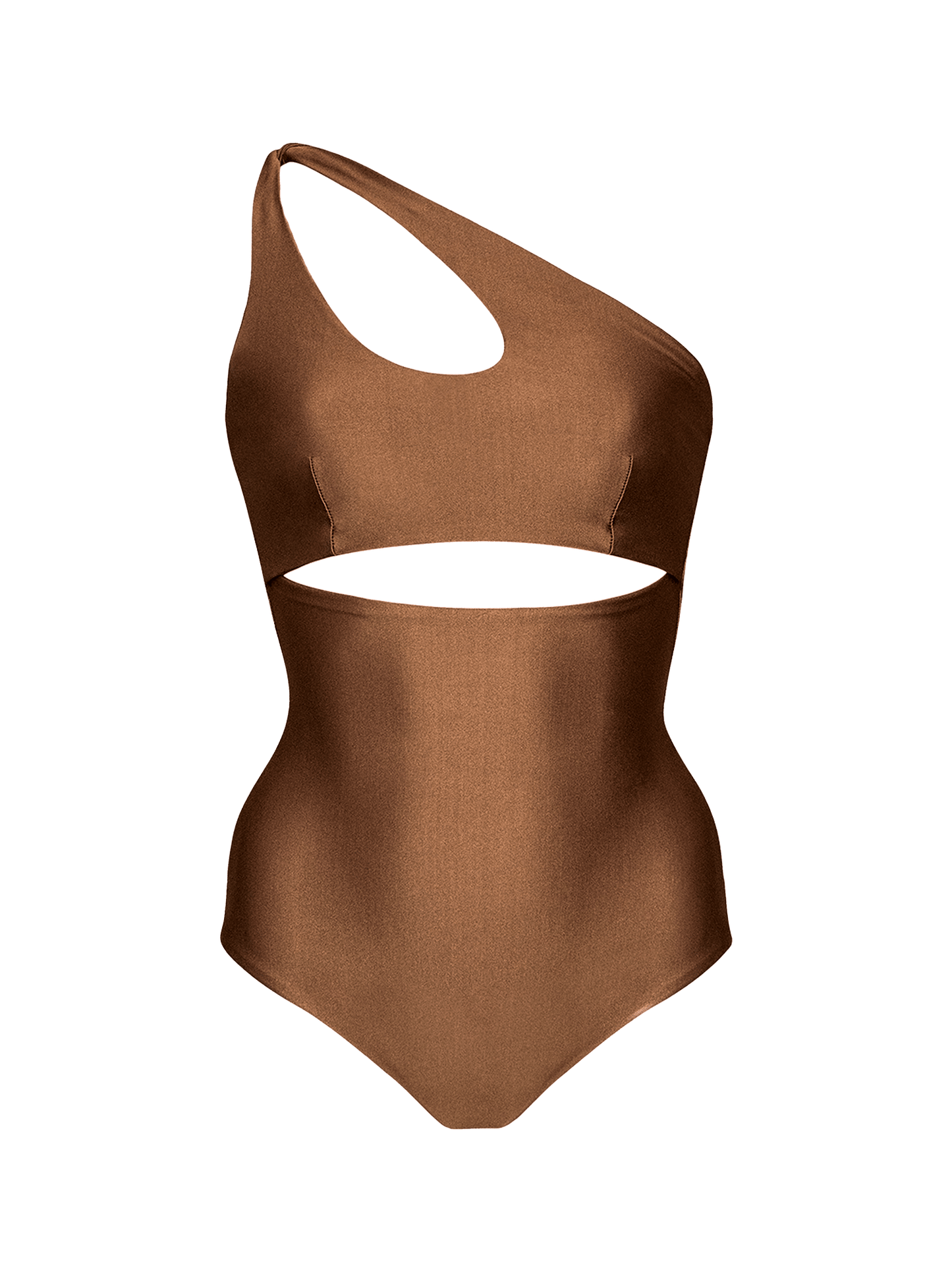 Second Skin|Shimmer ~ Asymmetric Cut-out One Piece - Spice Bronze