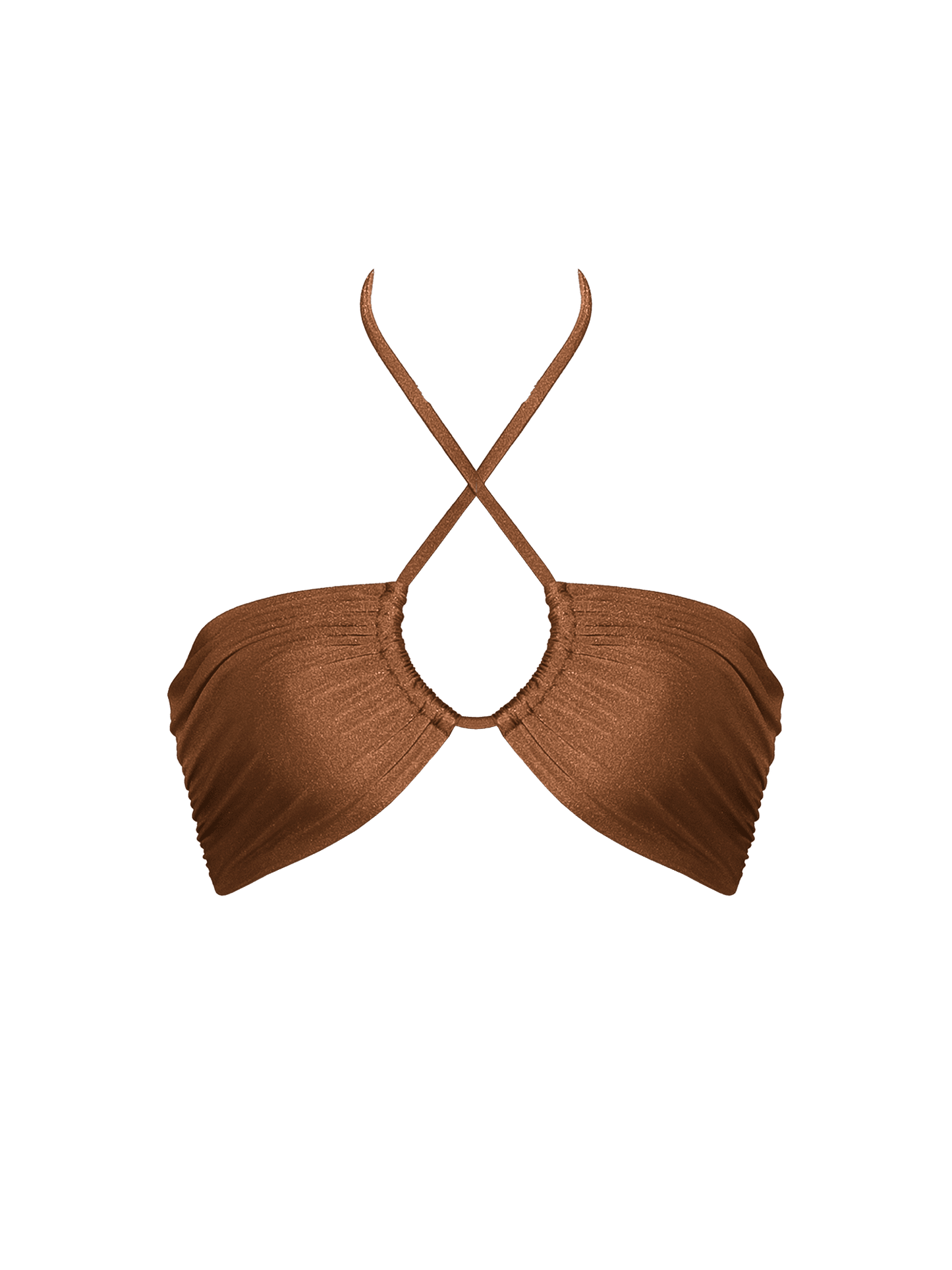 Second Skin | Shimmer ~  Halterneck Ruched Bikini Top - Spice Bronze