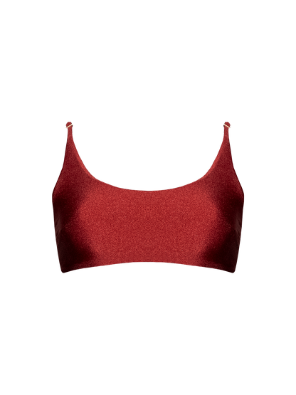 Second Skin | Shimmer ~ Classic Cami Bikini Top - Garnet Red