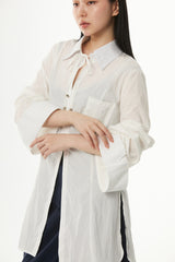 The Eco Edit ~ Slim-fit Shirt with Bow-Tie - Galactic White