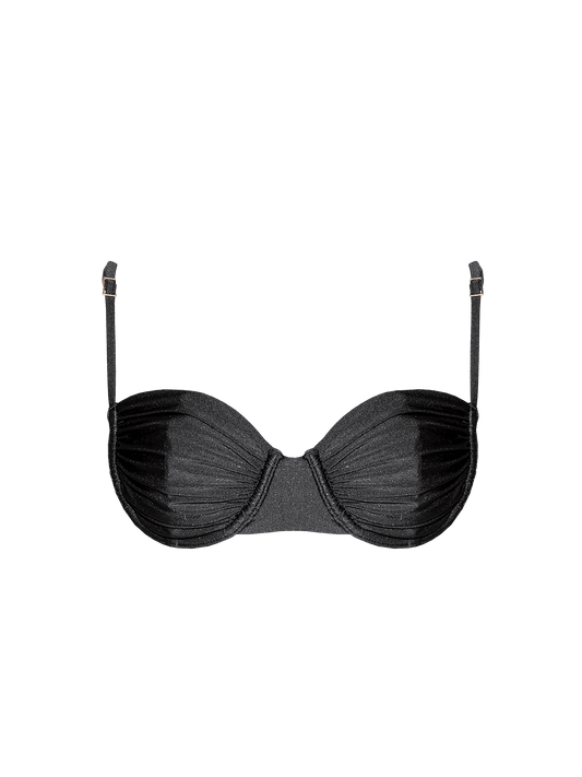 Second Skin | Shimmer ~ Underwired Ruched Bikini Top - Onyx Black