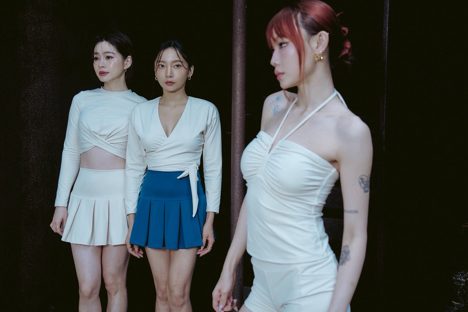 泉肌 | 繞頸抽皺泳裝上衣 - 暖泉米