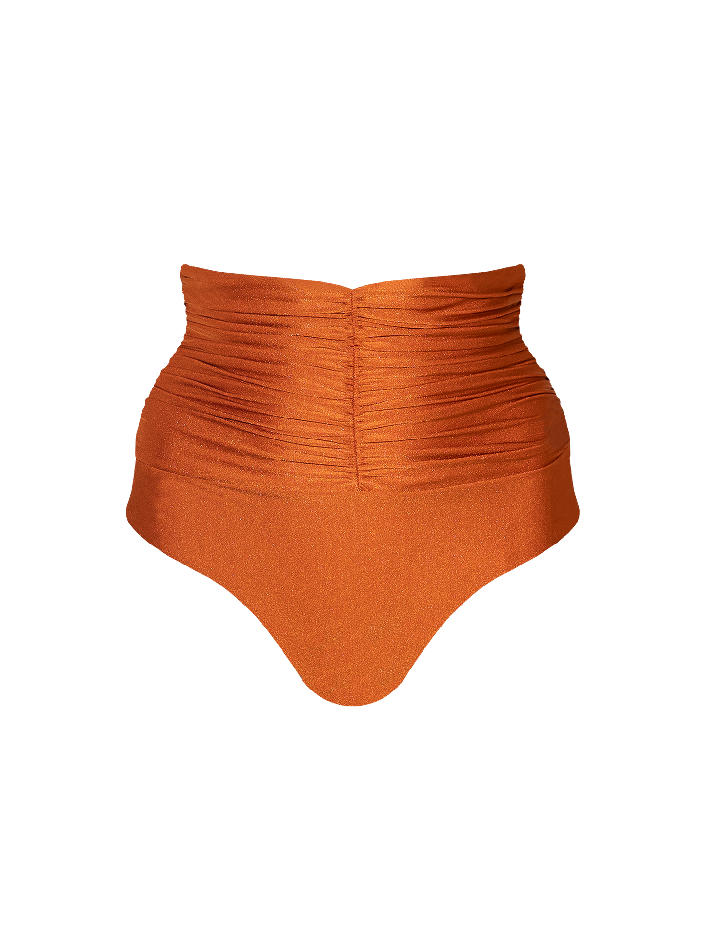 Second Skin | Shimmer ~ Super High-Waisted Ruched Bikini Bottom - Peruvian Amber