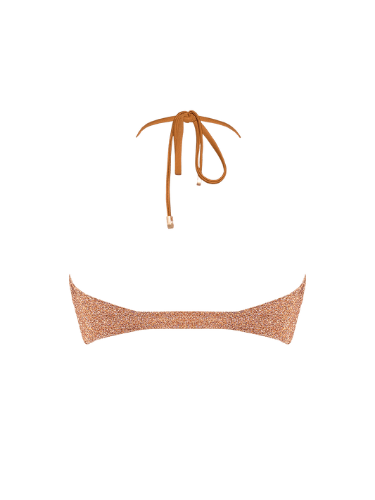 Stardust ~  Halterneck Ruched Bikini Top - Light Copper