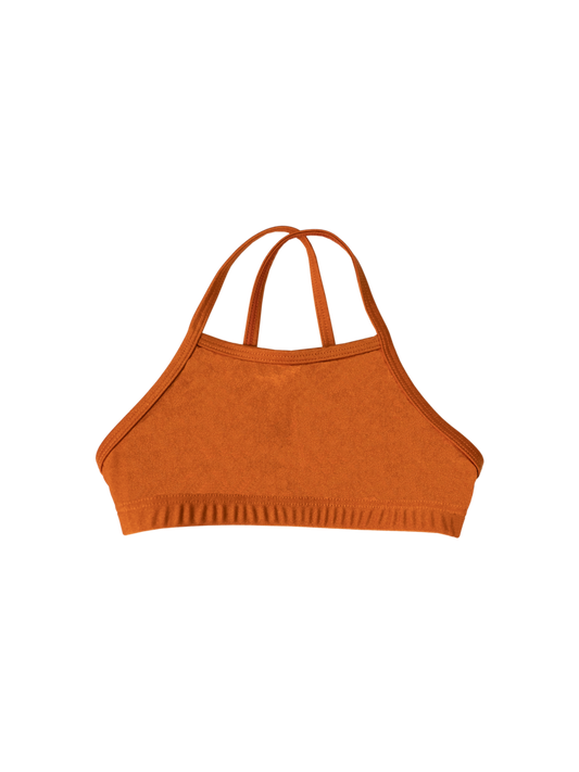 Second Skin | Shimmer ~ Ruffle-Trimmed Swimsuit Top (Kids) - Peruvian Amber