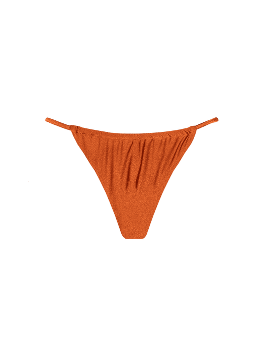 Second Skin | Shimmer ~ Ruched Thong (Becky) bikini bottom  - Peruvian Amber