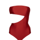 Second Skin | Shimmer ~ Strapless Cut-off One Piece - Garnet Red