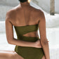 Second Skin | Satiny ~ Strapless Cut-Off One Piece - Olive Green
