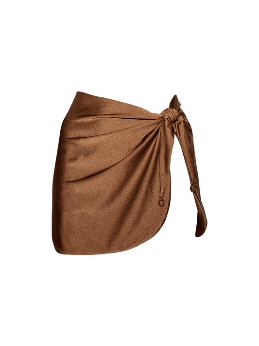 Second Skin | Shimmer ~ High Slit Mini Skirt - Spice Bronze