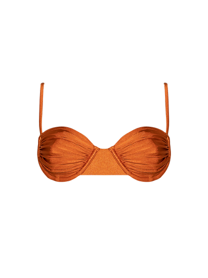 Naomi x HÁI ~ Underwired Ruched Bikini Top - Peruvian Amber