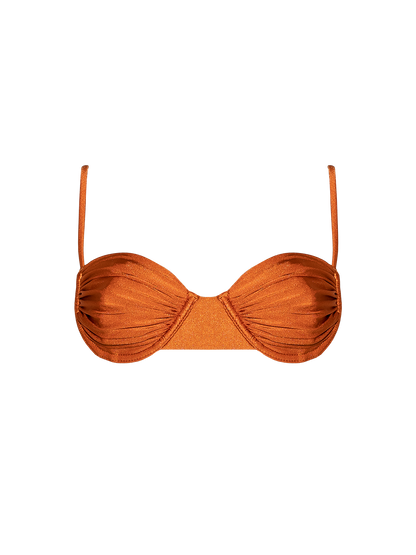 Second Skin | Shimmer ~ Underwired Ruched Bikini Top - Peruvian Amber