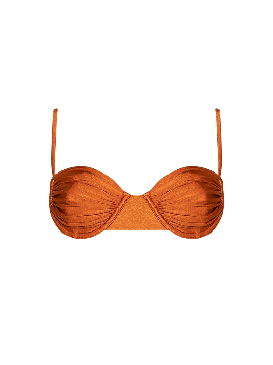 Second Skin | Shimmer ~ Underwired Ruched Bikini Top - Peruvian Amber
