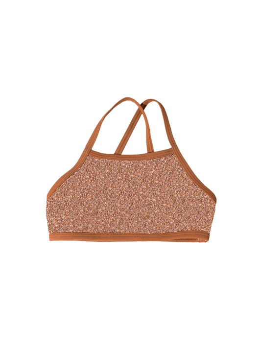 Naomi x HÁI ~ Ruffle-Trimmed Swimsuit Top (Kids) - Light Copper