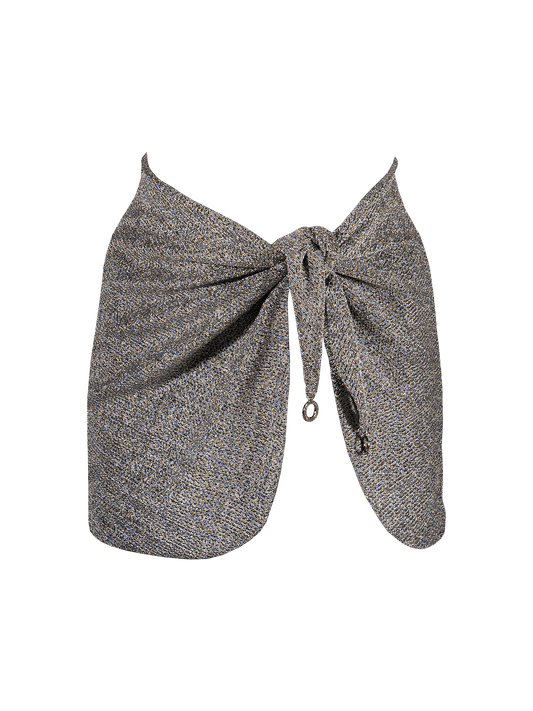 Stardust ~ High Slit Mini Skirt - Heather Silver