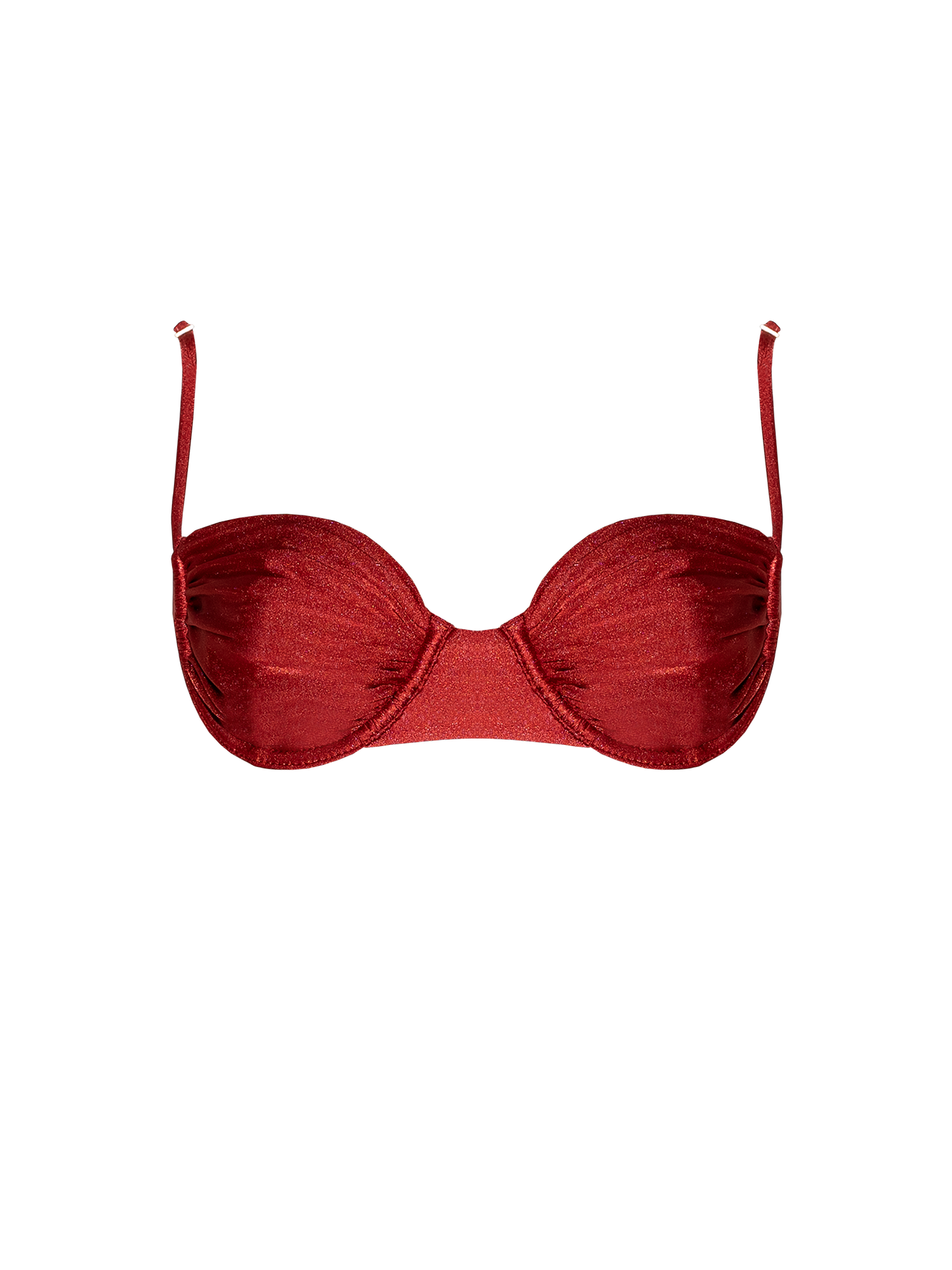 Second Skin | Shimmer ~ Underwired Ruched Bikini Top - Garnet Red