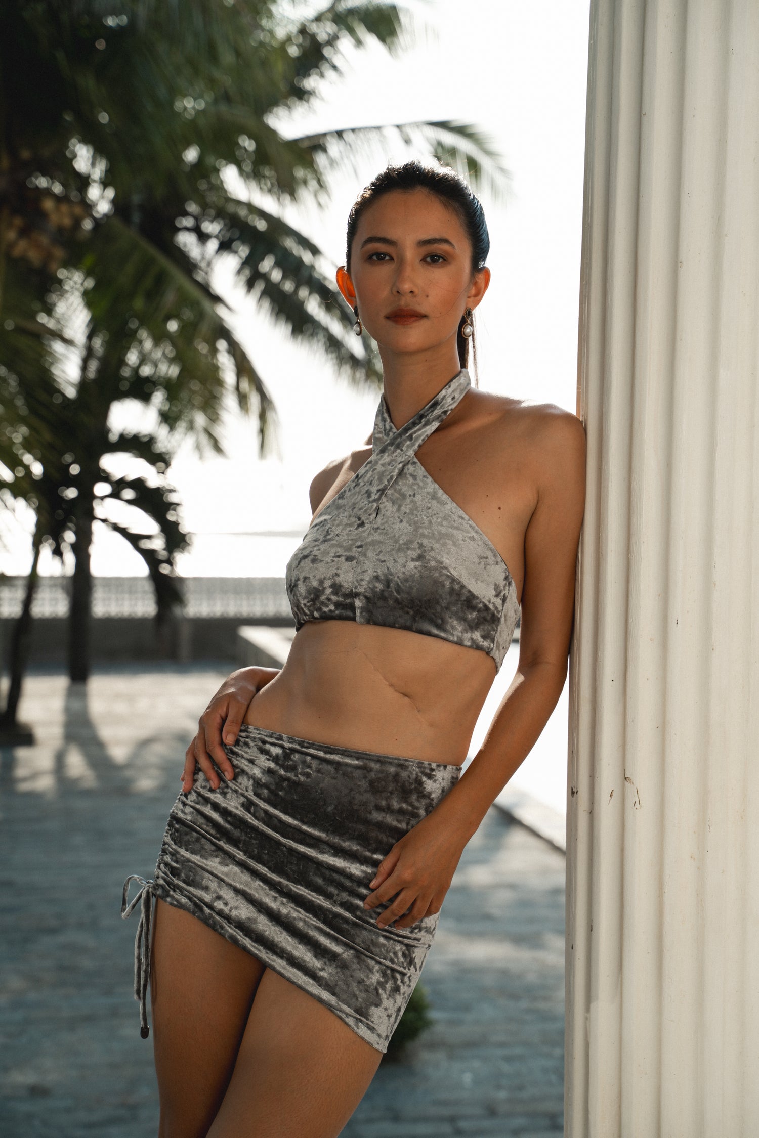 Coral Mirage ~ Halterneck Top - Velvet Silver