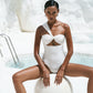 Second Skin | Shimmer ~ One Shoulder One-piece - Galactic White