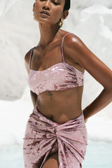 Coral Mirage ~ Spaghetti Strap Bandeau Bikini Top - Velvet Pink
