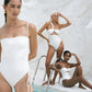 Second Skin | Shimmer ~ Ribbon-tie Ruched One-piece Swimsuit - Galactic White