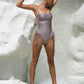 Second Skin | Shimmer ~ Ribbon-tie Ruched One-piece Swimsuit - Mist Purple