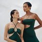 The Eco Edit ~ Strapless Cut-off Maxi Dress - Jungle Green