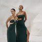 The Eco Edit ~ Strapless Cut-off Maxi Dress - Jungle Green