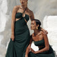 The Eco Edit ~ Strapless Cut-off Maxi Dress - Jungle Green