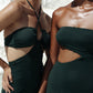 The Eco Edit ~ Strapless Cut-off Maxi Dress - Jungle Green