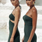 The Eco Edit ~ Strapless Cut-off Maxi Dress - Jungle Green