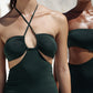 The Eco Edit ~ Strapless Cut-off Maxi Dress - Jungle Green