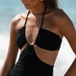 The Eco Edit ~ The Island Halter Ｍaxi Dress -  Onyx Black