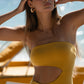 The Eco Edit ~ Strapless Cut-off Maxi Dress -  Bonn Yellow