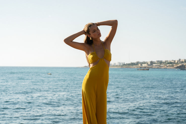 The Eco Edit ~ The Island Halter Ｍaxi Dress -  Bonn Yellow