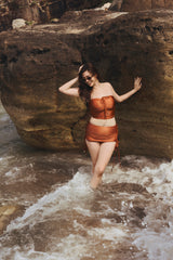 (Pre-Order7/25) Stacey x HAI | Monte Carlo Ruched Bandeau Top - Peruvian Amber