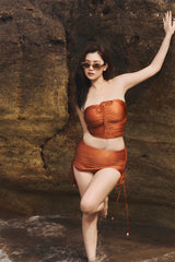 (Pre-Order7/25) Stacey x HAI | Monte Carlo Ruched Skirt Bottom - Peruvian Amber