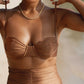 Second Skin | Shimmer ~ Super High-Waisted Ruched Bikini Bottom - Spice Bronze