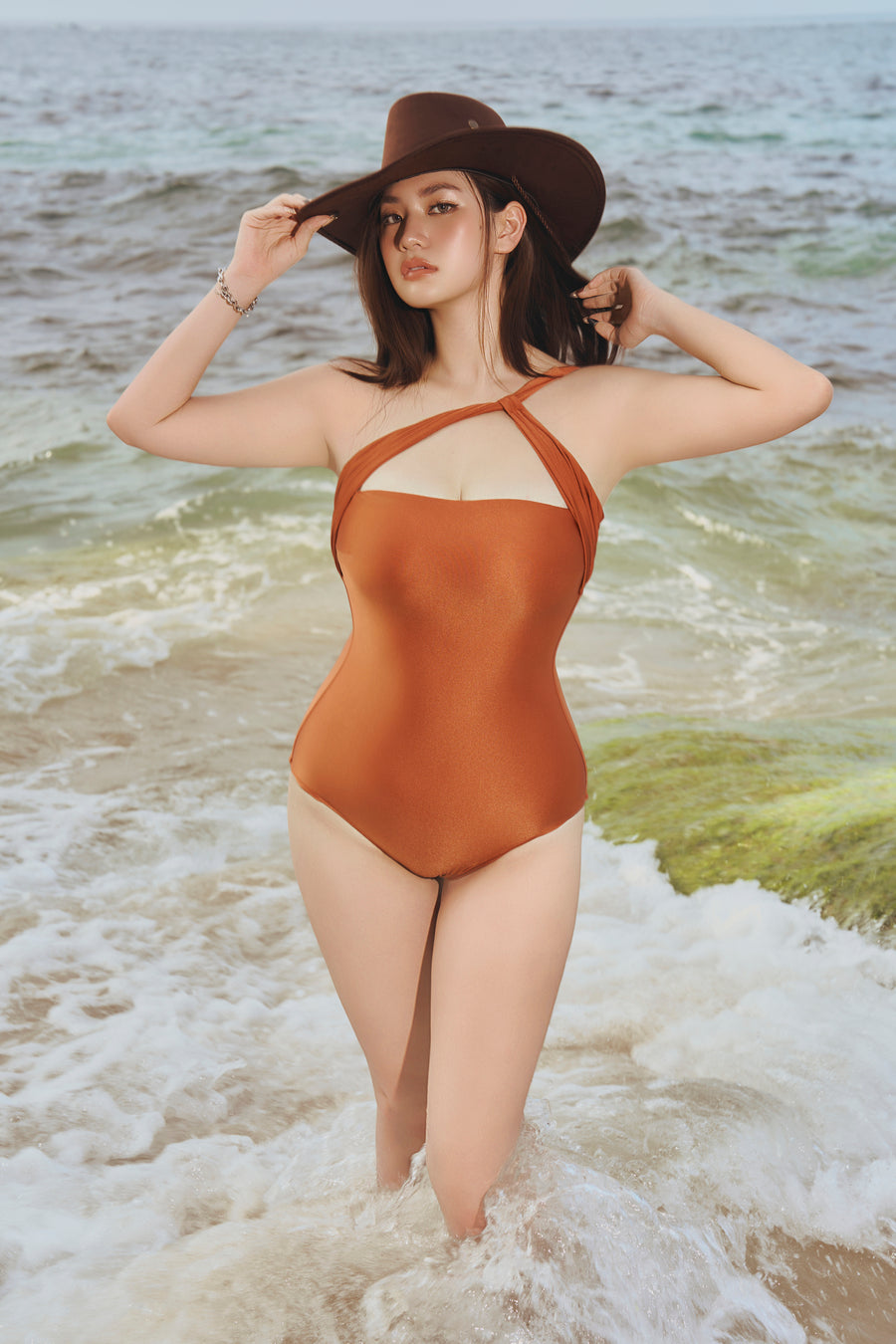 (Pre-Order 7/25) Stacey x HAI | Monaco Knotted One-Piece - Peruvian Amber