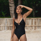 Second Skin|Shimmer ~ W-shaped Underwire One-Piece - Onyx Black