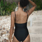 Second Skin|Shimmer ~ W-shaped Underwire One-Piece - Onyx Black