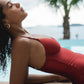 Second Skin|Shimmer ~ W-shaped Underwire One-Piece - Garnet Red