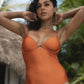 Second Skin|Shimmer ~ W-shaped Underwire One-Piece - Peruvian Amber