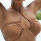 Second Skin | Shimmer ~  Halterneck Ruched Bikini Top - Spice Bronze
