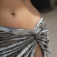 Coral Mirage ~ Twisted High-Slit Skirt - Velvet Silver
