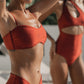 Second Skin | Shimmer ~ Mini Brief Bikini Bottom - Garnet Red